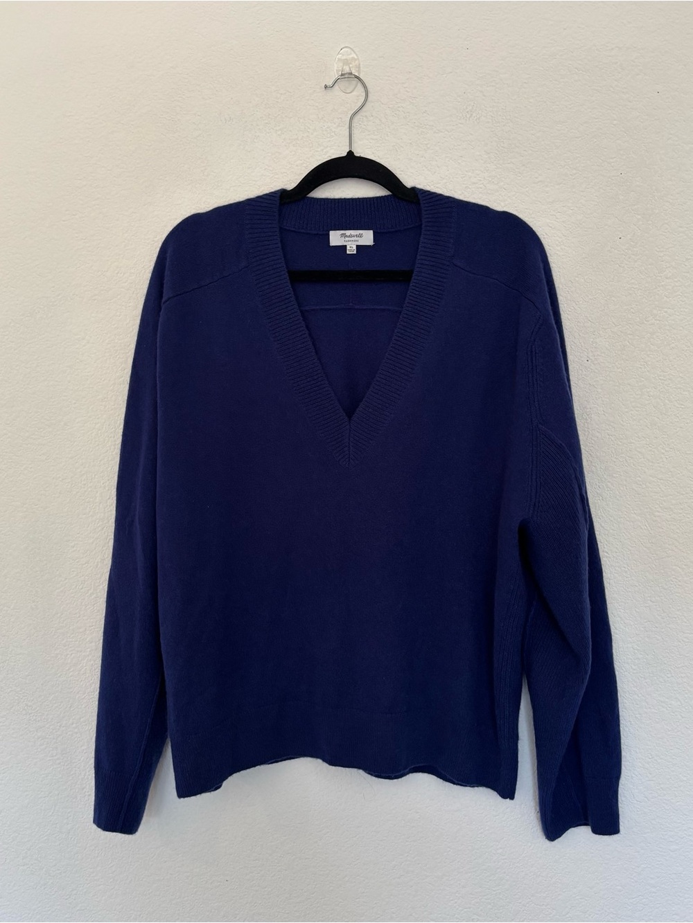 Madewell Cashmere V-Neck Sweater Navy Blue